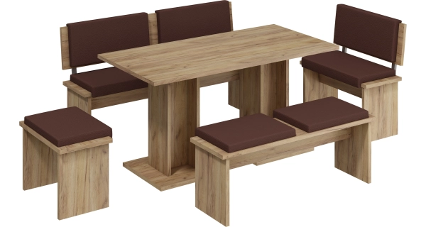 Taburet velký/lavice GURLAN, craft zlatý/hnědá ekokůže, 5 let záruka