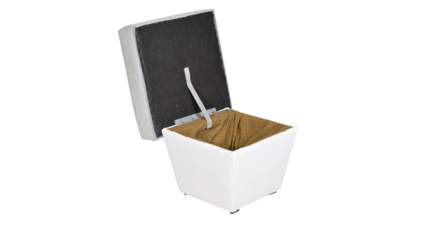 Taburet WILUNA, látka šedá/bílá ekokůže