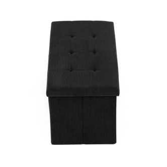 Taburet YORQUINKAL s úložným prostorem, černá manšestrová látka