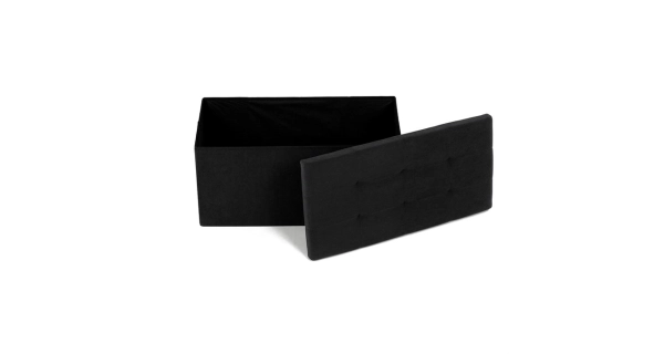 Taburet YORQUINKAL s úložným prostorem, černá manšestrová látka