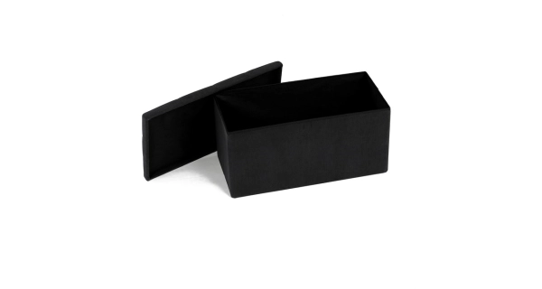 Taburet YORQUINKAL s úložným prostorem, černá manšestrová látka