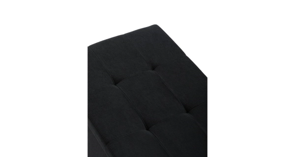 Taburet YORQUINKAL s úložným prostorem, černá manšestrová látka