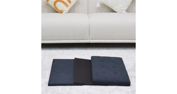 Taburet YORQUINKAL s úložným prostorem, černá manšestrová látka