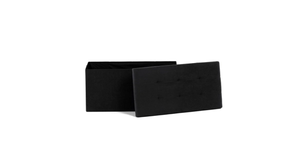 Taburet YORQUINKAL s úložným prostorem, černá manšestrová látka