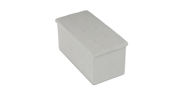 Taburet YORQUINKAL s úložným prostorem, krémová manšestrová látka