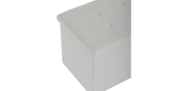 Taburet YORQUINKAL s úložným prostorem, krémová manšestrová látka