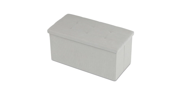 Taburet YORQUINKAL s úložným prostorem, krémová manšestrová látka