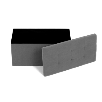 Taburet YORQUINKAL s úložným prostorem, šedá manšestrová látka