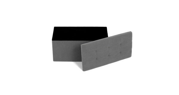 Taburet YORQUINKAL s úložným prostorem, šedá manšestrová látka