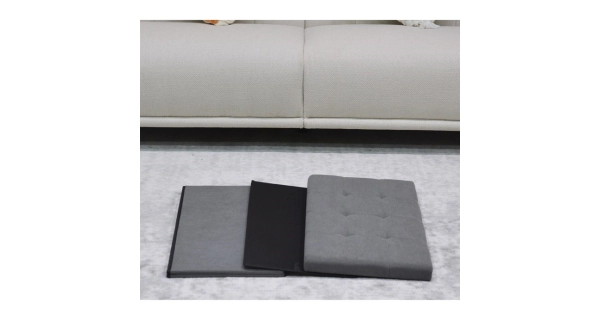 Taburet YORQUINKAL s úložným prostorem, šedá manšestrová látka