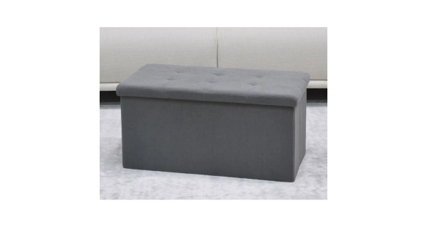 Taburet YORQUINKAL s úložným prostorem, šedá manšestrová látka