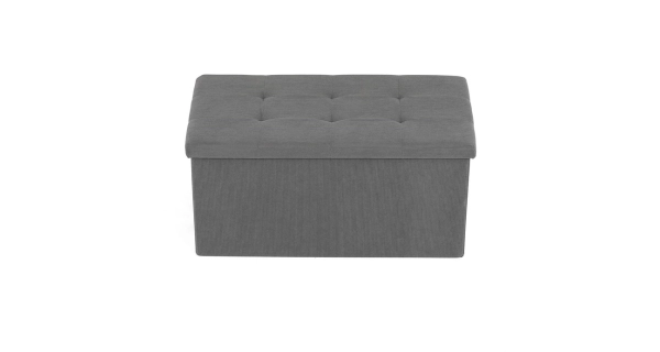 Taburet YORQUINKAL s úložným prostorem, šedá manšestrová látka