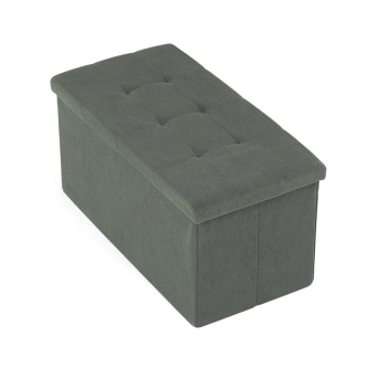 Taburet YORQUINKAL s úložným prostorem, zelená manšestrová látka