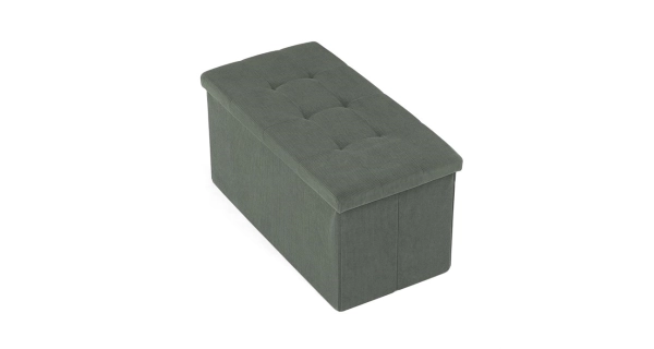 Taburet YORQUINKAL s úložným prostorem, zelená manšestrová látka