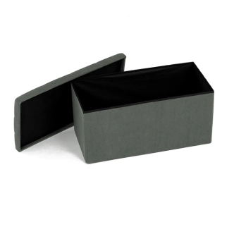 Taburet YORQUINKAL s úložným prostorem, zelená manšestrová látka