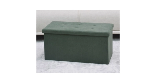 Taburet YORQUINKAL s úložným prostorem, zelená manšestrová látka