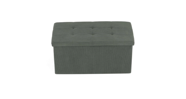 Taburet YORQUINKAL s úložným prostorem, zelená manšestrová látka