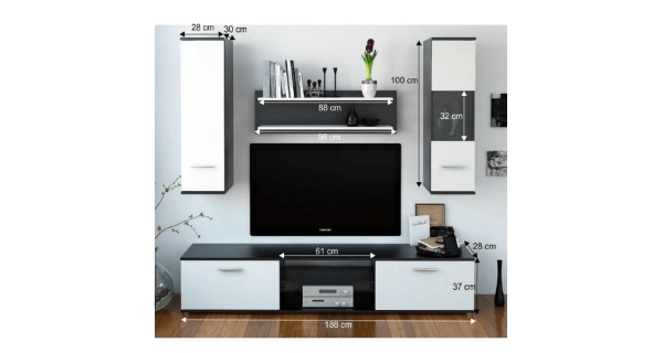 TATENEN obývací stěna, černá / bílá