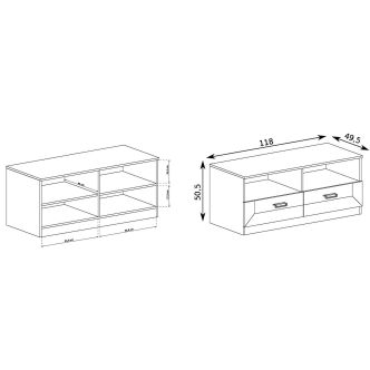 Televizní stolek ACHAO, dub stoletý
