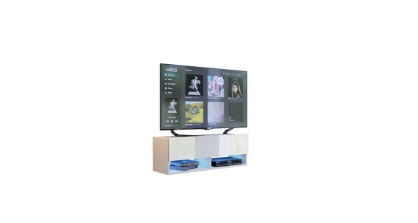 Televizní stolek ANTOFALLA 105, bílá/bílý lesk