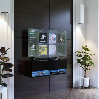 Televizní stolek ANTOFALLA 105, černá/černý lesk DOPRODEJ