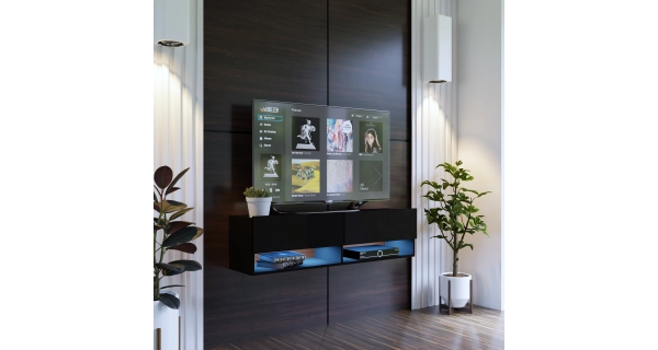 Televizní stolek ANTOFALLA 140, černá/černý lesk