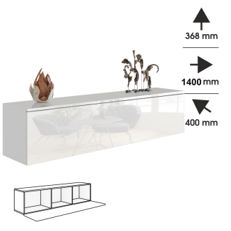 Televizní stolek ANTOFALLA typ 10, bílá/bílý lesk