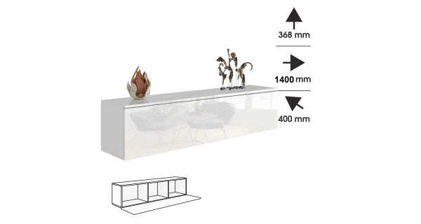 Televizní stolek ANTOFALLA typ 10, bílá/bílý lesk