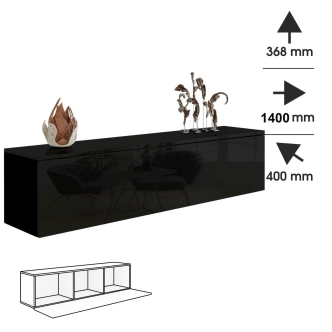 Televizní stolek ANTOFALLA typ 10, černá/černý lesk