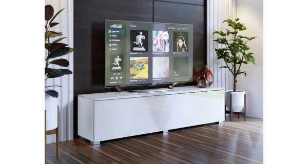 Televizní stolek ANTOFALLA typ 11, bílá/bílý lesk