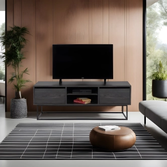 Televizní stolek ARMANDO 140 cm, tmavě hnědá/černá