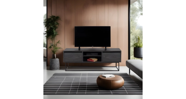 Televizní stolek ARMANDO 140 cm, tmavě hnědá/černá