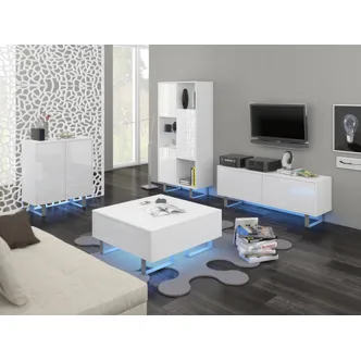 Televizní stolek BOKARO 1, bílá/bílý lesk, 5 let záruka