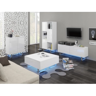 Televizní stolek BOKARO 2, bílá/bílý lesk, 5 let záruka