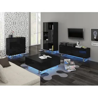 Televizní stolek BOKARO 2, černá/černý lesk, 5 let záruka