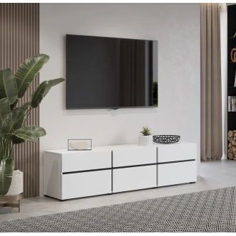 Televizní stolek BONIFACIO 3D3S, bílá/černá