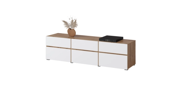Televizní stolek BONIFACIO 3K3S, dub wotan/bílá