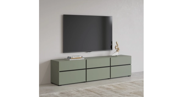 Televizní stolek BONIFACIO 3K3S, zelená/černá