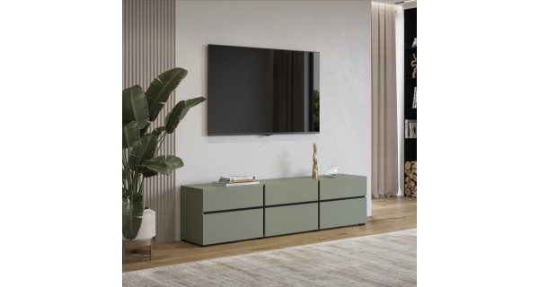 Televizní stolek BONIFACIO 3K3S, zelená/černá