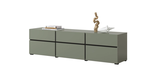 Televizní stolek BONIFACIO 3K3S, zelená/černá