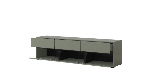 Televizní stolek BONIFACIO 3K3S, zelená/černá