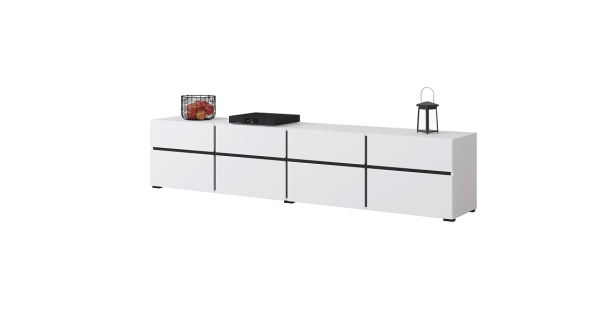 Televizní stolek BONIFACIO 4D4S, bílá/černá