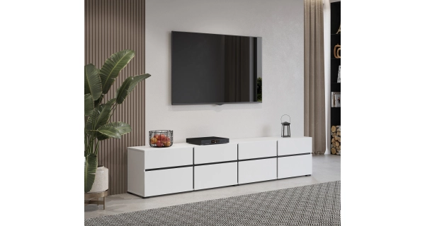 Televizní stolek BONIFACIO 4D4S, bílá/černá