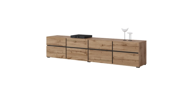 Televizní stolek BONIFACIO 4D4S, dub wotan/černá