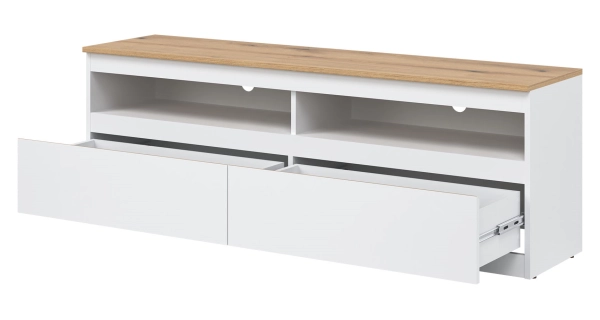 Televizní stolek BORROMEO, bílá/dub evoke