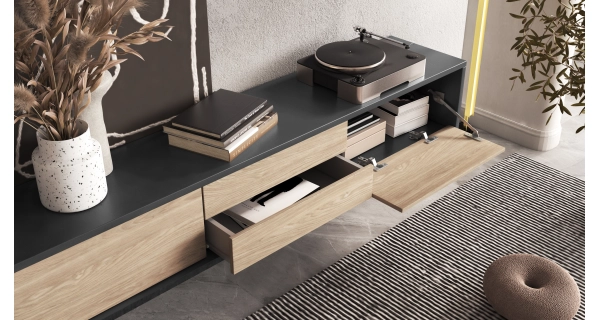 Televizní stolek CELESTIN II, antracit/olejovaný dub