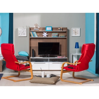 Televizní stolek CLETRION s policemi, noce/bílá DOPRODEJ