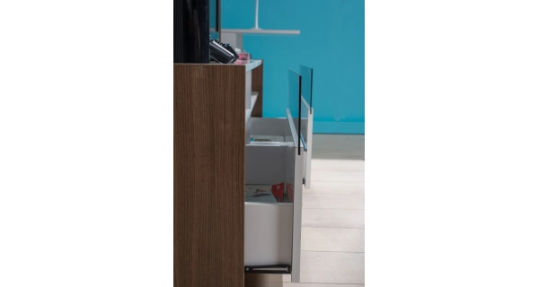 Televizní stolek CLETRION s policemi, noce/bílá DOPRODEJ