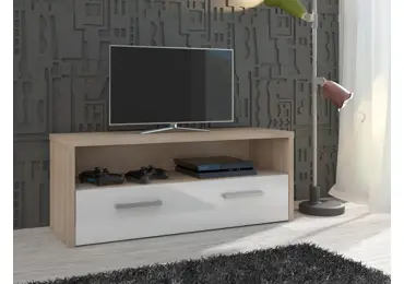 Televizní stolek CLIFTON, dub sonoma/bílý lesk