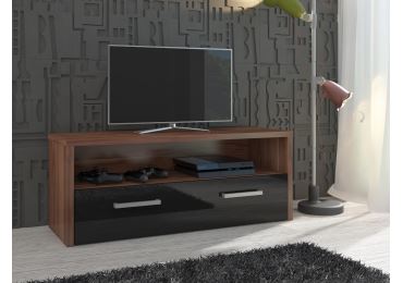 Televizní stolek CLIFTON, švestka wallis/černý lesk, 5 let záruka